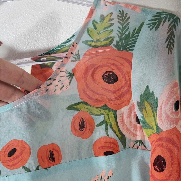 {Anthro} Paper Crown + Rifle Paper Co. Fluttered Blooms Swing Dress Oversized S - Picture 11 of 16